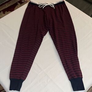 Tommy Hilfiger Burgundy/Navy Striped Drawstring Joggers Size Small